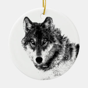Décoration En Céramique Noir Blanc Inspiration Wolf Eyes