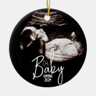 Décoration En Céramique Noir et blanc Baby Ultrasound Noël