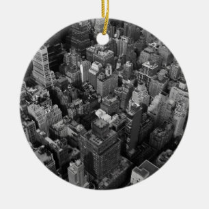 Décoration En Céramique Noir et blanc New York City Night Skyline