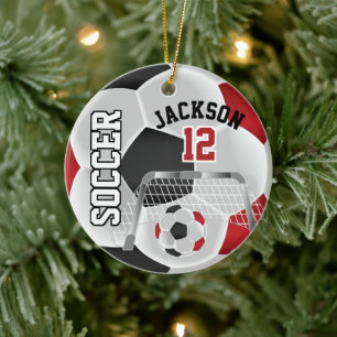 Décoration En Céramique Noir et Rouge Personnaliser le ballon de football