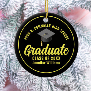 Décoration En Céramique Noir Jaune Diplômé sur mesure Noël