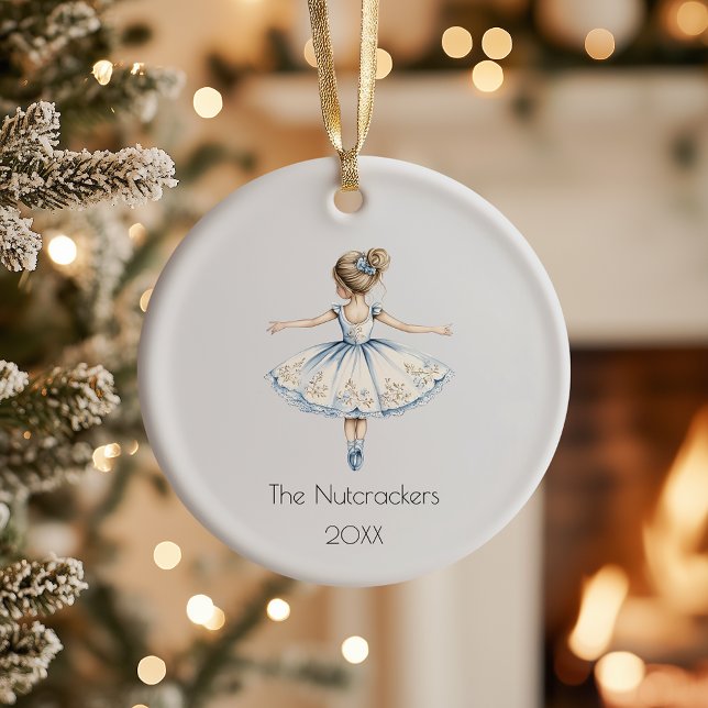 Décoration En Céramique Noisette de Noël Ballerina Aquarelle Photo (Créateur téléchargé)