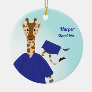 Décoration En Céramique Nom Catégorie de la Girafe Graduation Cap Gown