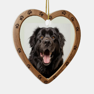 Décoration En Céramique Nom Daté Personnalisé Photo Coeur en bois poli