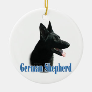 Décoration En Céramique Nom de Berger Allemand (noir)