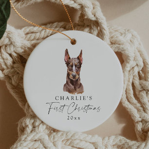 Décoration En Céramique Nom de chien personnalisé Doberman Mon premier Noë