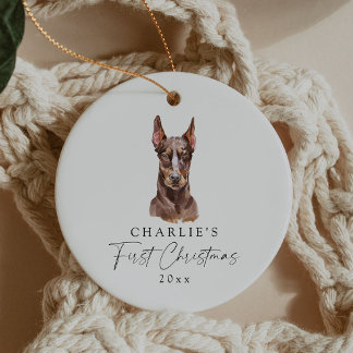 Décoration En Céramique Nom de chien personnalisé Doberman Mon premier Noë