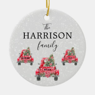 Décoration En Céramique Nom de famille Camion rouge Noël Arbre de Noël Cer