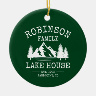 Décoration En Céramique Nom de famille Lake House Trees Forest Green