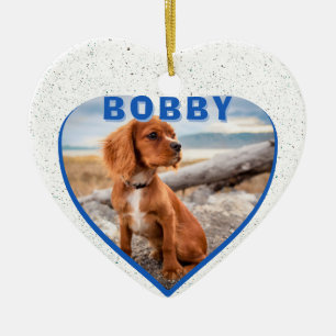 Décoration En Céramique Nom de photo de chien Cadeau de cœur bleu pour pro