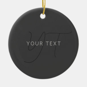 Décoration En Céramique Nom et monogramme du cool   gris foncé