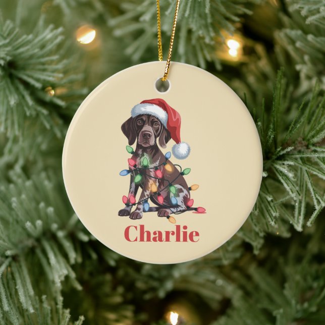 Décoration En Céramique Nom personnalisé Allemand Pointeur à cheveux court (Arbre)