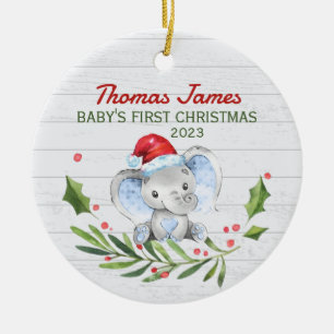 Décoration En Céramique Nom personnalisé Année Baby's First Christmas Elep
