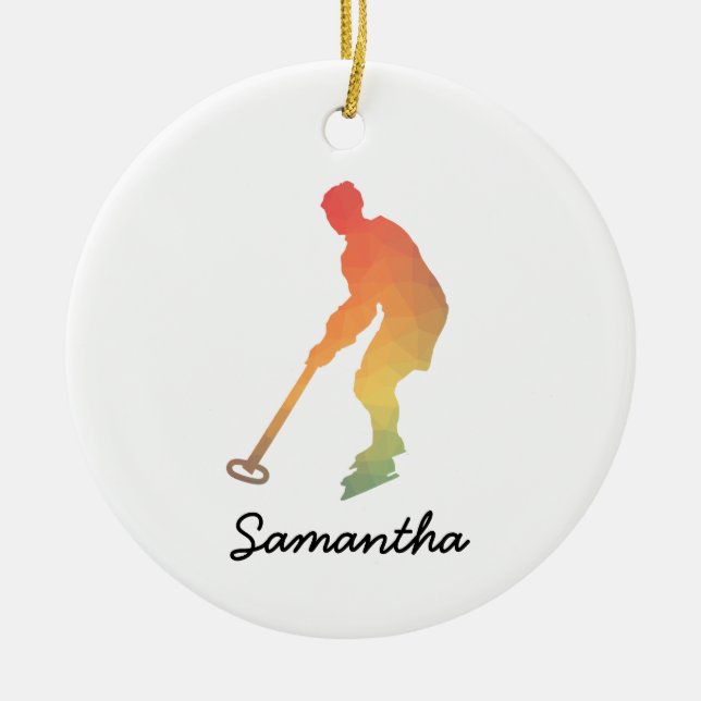 Décoration En Céramique Nom personnalisé Dégradé fille Ringette (Devant)