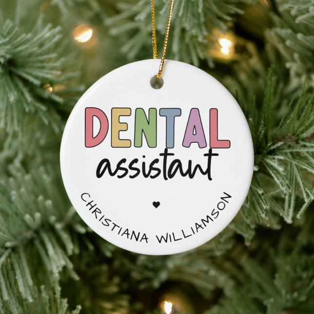 Décoration En Céramique Nom personnalisé Dental Assistant Cadeau (Arbre)