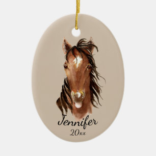 Décoration En Céramique Nom personnalisé, Monogramme, Cerveau d'aquarelle 