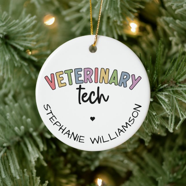 Décoration En Céramique Nom personnalisé Vétérinaire | Technicien d'vétéri (Arbre)