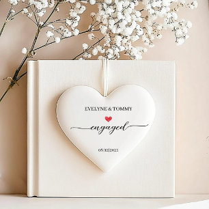 Décoration En Céramique Noms personnalisés et date de fiançailles Heart-