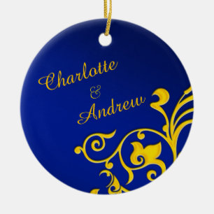 Décoration En Céramique Noms personnalisés Royal Blue et Gold