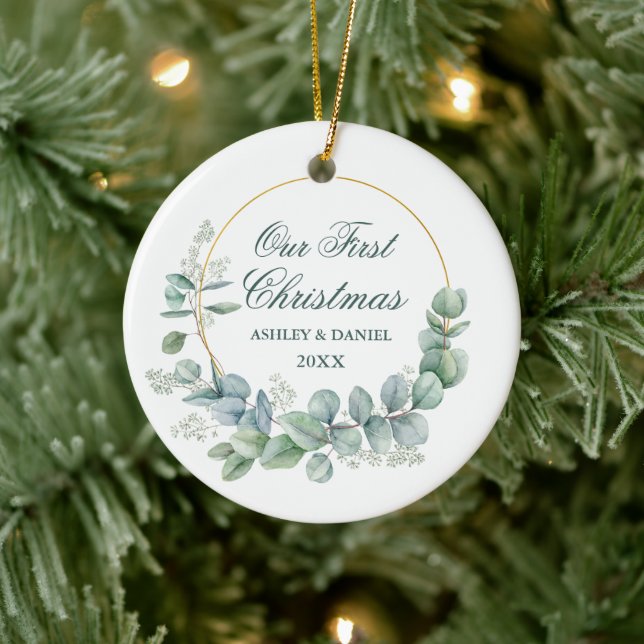 Décoration En Céramique Nos premiers Feuilles eucalyptus de Noël (Arbre)