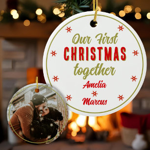 Décoration En Céramique Nos premiers Noël Ensemble Flammes De Neige