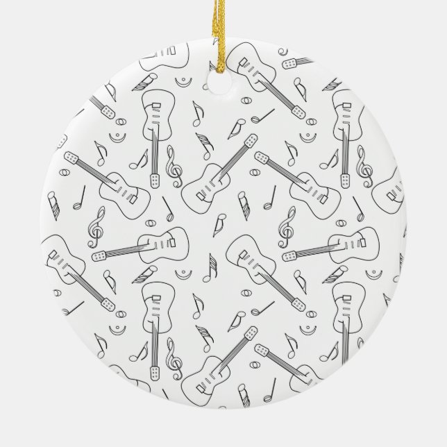 Décoration En Céramique Notes musicales de Guitare Lines (Dos)