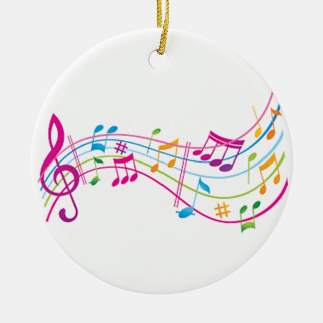 DÉCORATION EN CÉRAMIQUE "NOTES MUSICALES EN COULEUR" (Devant)