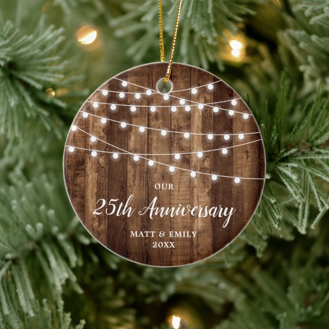 Décoration En Céramique Notre 25e anniversaire Personnalisé Grange Rustiqu (Arbre)