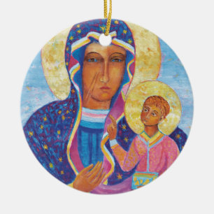 Décoration En Céramique Notre-Dame de Czestochowa Vierge Noire Pologne