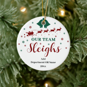 Décoration En Céramique Notre équipe Sleigh cadeau de Noël pour les employ
