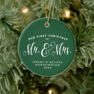 Décoration En Céramique Notre premier cadeau de Noël en vert