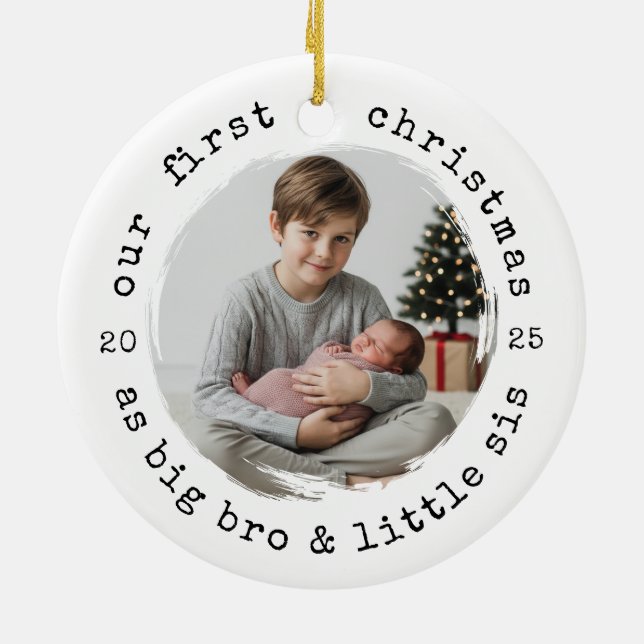 Décoration En Céramique Notre premier Noël - Big Brand Little Sis Round P (Dos)