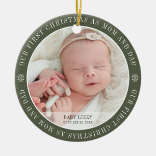 Décoration En Céramique Notre Premier Noël En Deux Photos : Maman Et Papa