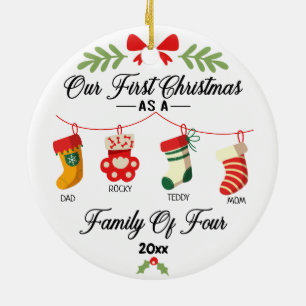 Décoration En Céramique Notre premier Noël en famille de quatre avec des n