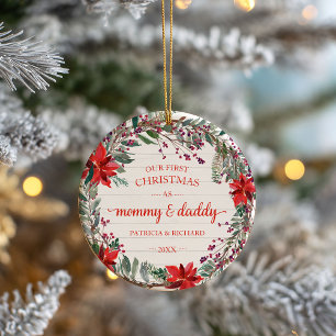 Décoration En Céramique Notre premier Noël en tant que maman & papa Rustic