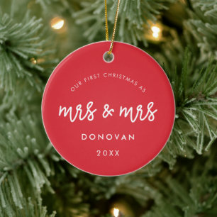 Décoration En Céramique Notre premier Noël en tant que Mme et Mme Red