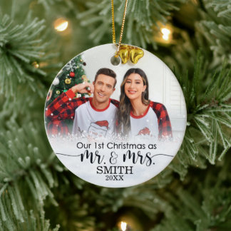 Décoration En Céramique Notre Premier Noël En Tant Que Monsieur Et Madame 