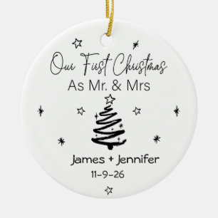 Décoration En Céramique Notre premier Noël en tant que Monsieur & Madame N