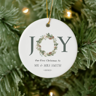 Décoration En Céramique Notre premier Noël en tant que Monsieur Mme Joy Wr