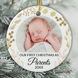 Décoration En Céramique Notre premier Noël en tant que parents Photo Feuil