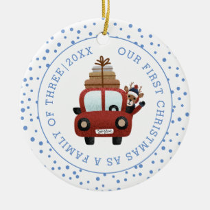 Décoration En Céramique Notre premier Noël en tant que parents voiture ble