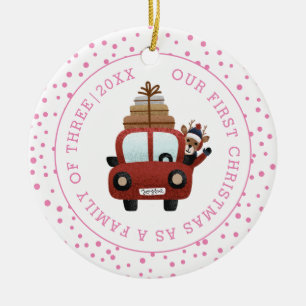 Décoration En Céramique Notre premier Noël en tant que parents voiture ros