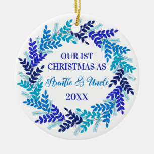Décoration En Céramique Notre premier Noël en tant que tante et oncle bleu