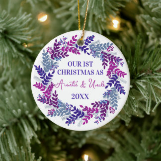 Décoration En Céramique Notre premier Noël en tant que Tante et Oncle Purp