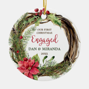 Décoration En Céramique Notre premier Noël Engagé Rustic Wreath Custom