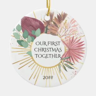 Décoration En Céramique Notre premier Noël Ensemble Pampas Boho