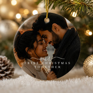 Décoration En Céramique Notre premier Noël ensemble Photo de couple modern