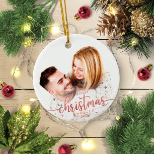 Décoration En Céramique Notre premier Noël fiancé Simple Photo Élégante