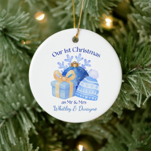 Décoration En Céramique Notre premier Noël Flocon de neige Bleu Cadeau