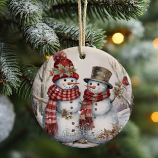 Décoration En Céramique Notre premier Noël M.et Mme Newlysée Ornament